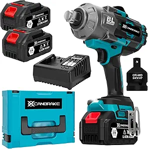 2000Nm(1500ft-lbs) Cordless Impact Wrench,3/4 inch High Torque Brushless Impact Gun, 5500RPM Power Battery Impact Wrench w/ 2 x 4.0Ah Battery, Fast Charger for Heavy Duty Truck Mower