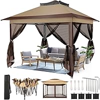 Vista 27 de COBIZI 10x10 Gazebos desplegables en oferta 11x11 Tienda de campaña con toldo fácil de montar al aire libre, Gazebo impermeable portátil