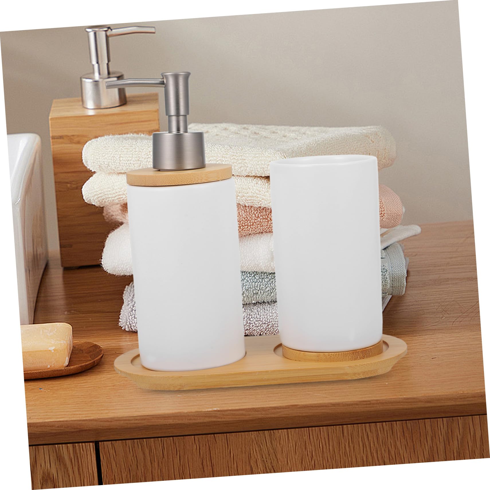 Hemobllo Accesorios De Baño Vaso De Cerámica para Cepillo De Dientes Dispensador De Jabón De Manos para Baño Set De Organizador De para