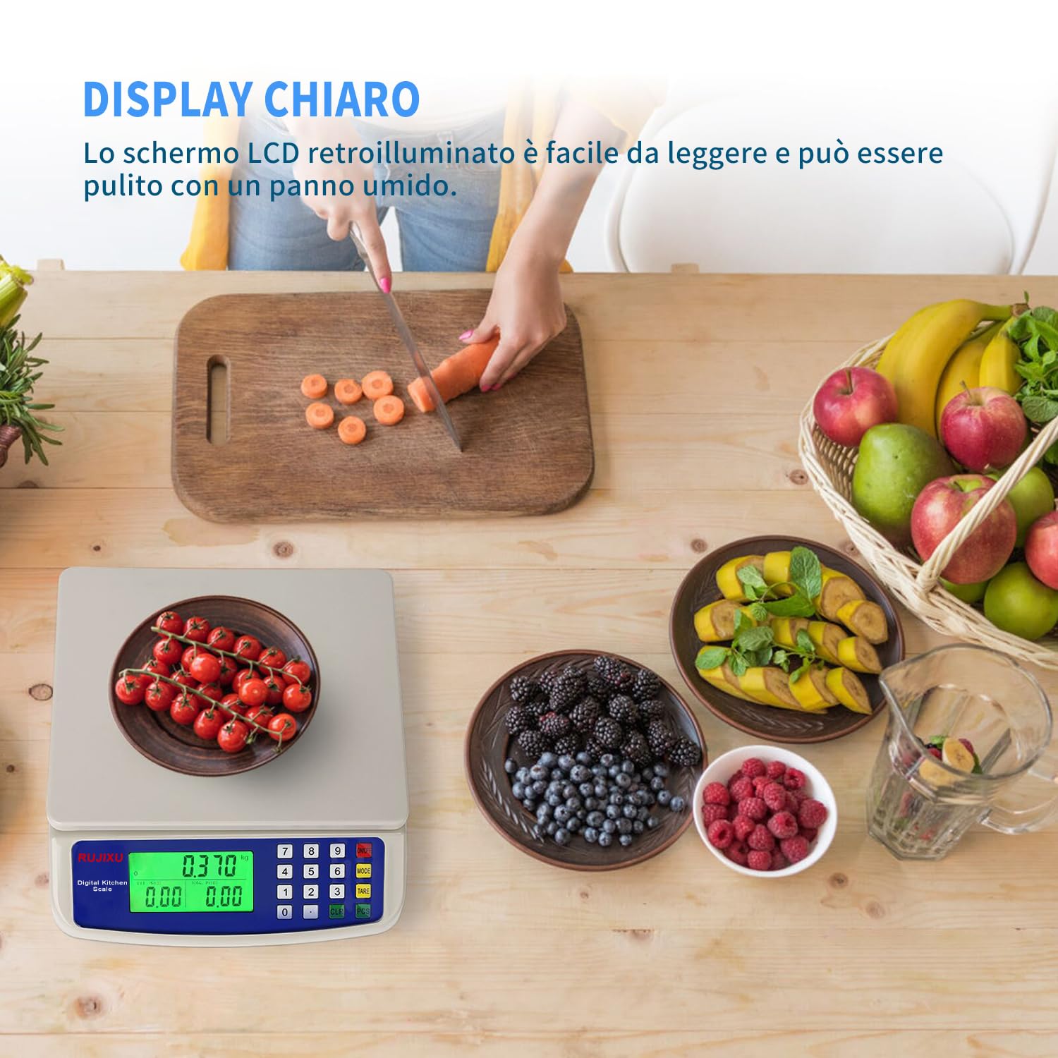 Bilancia digitale da cucina 30kg Bilancia da Cucina Elettronica Precisione con Funzione PCS Tare Plastica ABS Display LCD Peso Cucina bilance Fatturazione professionali