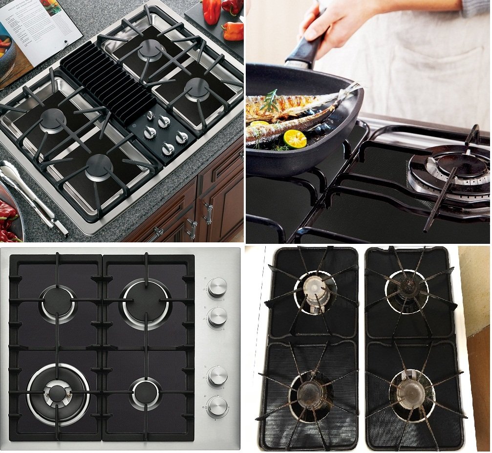 Stove Burner Covers - Gas Stove Protectors Black 0.2mm Double Thickness, Reusable, Non-Stick, Fast Clean Liners for Kitchen/Cooking. Size 10.6" x 10.6" BPA Free(8 Packs) : Appliances
