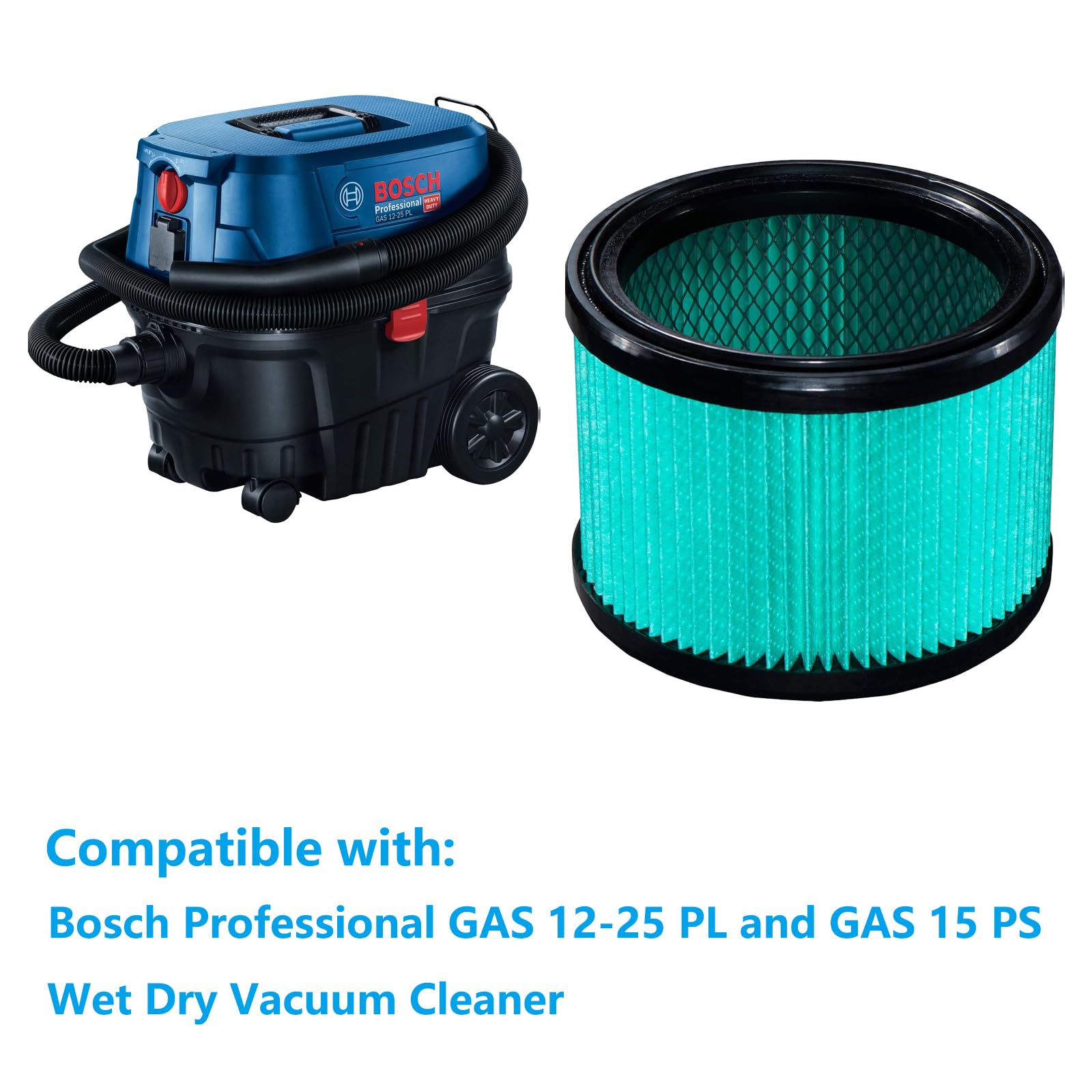 Accessori filtro per aspirapolvere Bosch Professional a umido e secco GAS 12-25 PL e GAS 15 PS filtri di ricambio (2 pezzi)