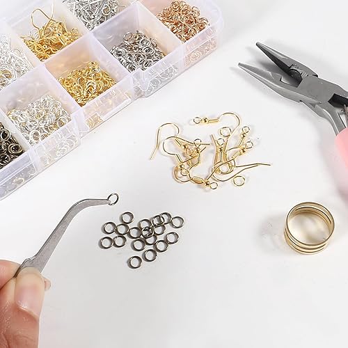 Miniatura 6 de Kit de ganchos para aretes de 5 colores, ganchos hipoalergénicos para aretes y 1000 anillos de salto, alicates de joyería, aretes de gancho de pez,