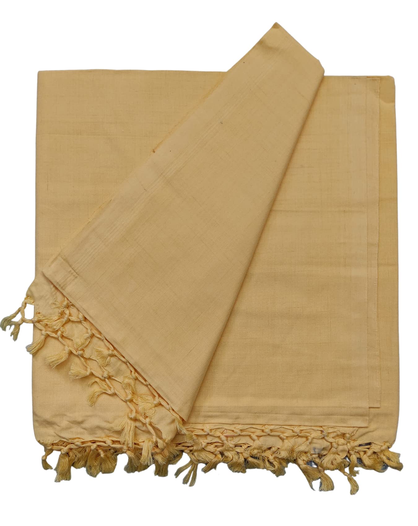 Arvore Bunkaar The Handloom Story 100% Desi Cotton 120 Count Soft Bhagalpuri Chadar/Summer Blanket/Khes/Top Sheet/AC Blanket in Queen Size- 255cm X 150cm (Dull Yellow)-image-38