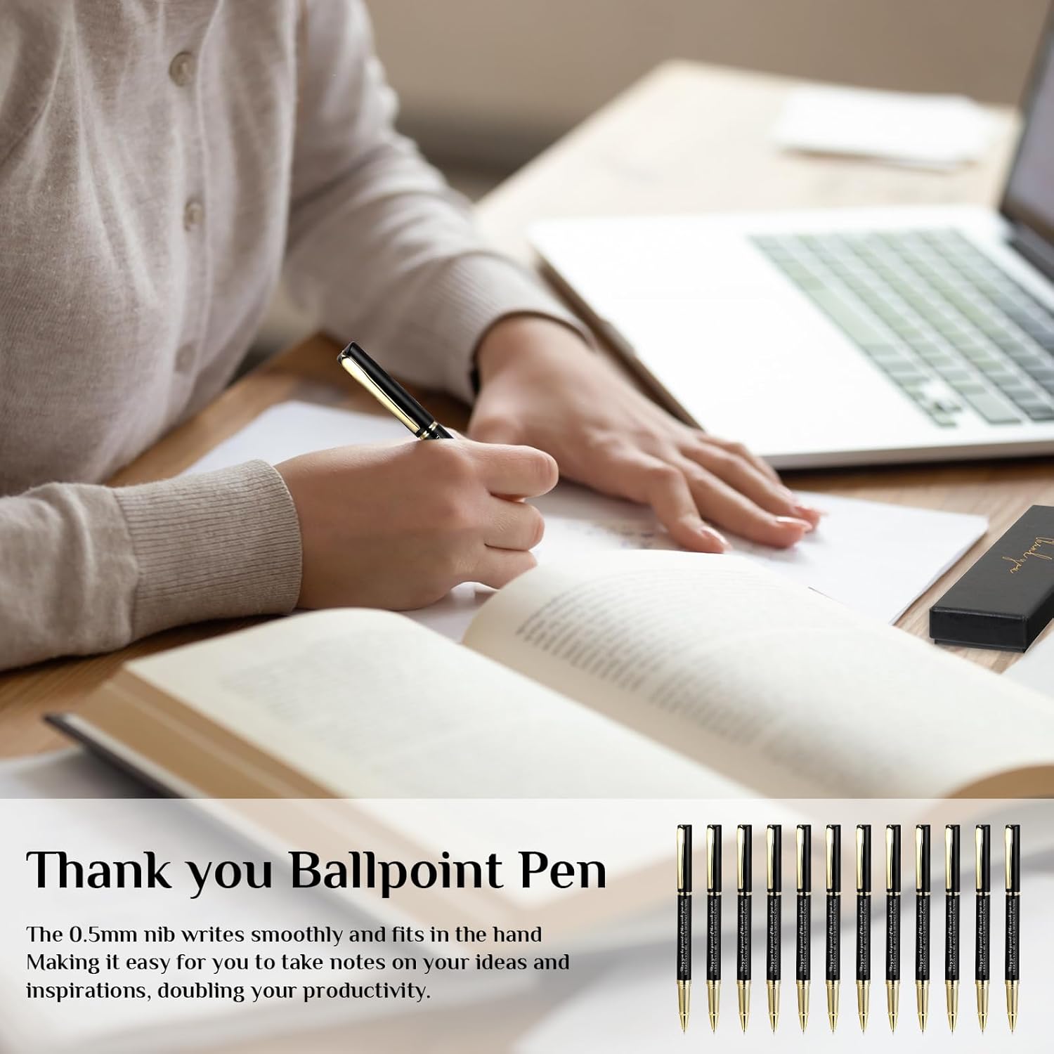 PerKoop 30 Set Thank You Pen Employee Appreciation Graduation Ballpoint Pen with Engraved Inspirational Quotes with Box for Nurse Appreciation Week Teacher Office Black Ink(Black,Difference) - Image 5