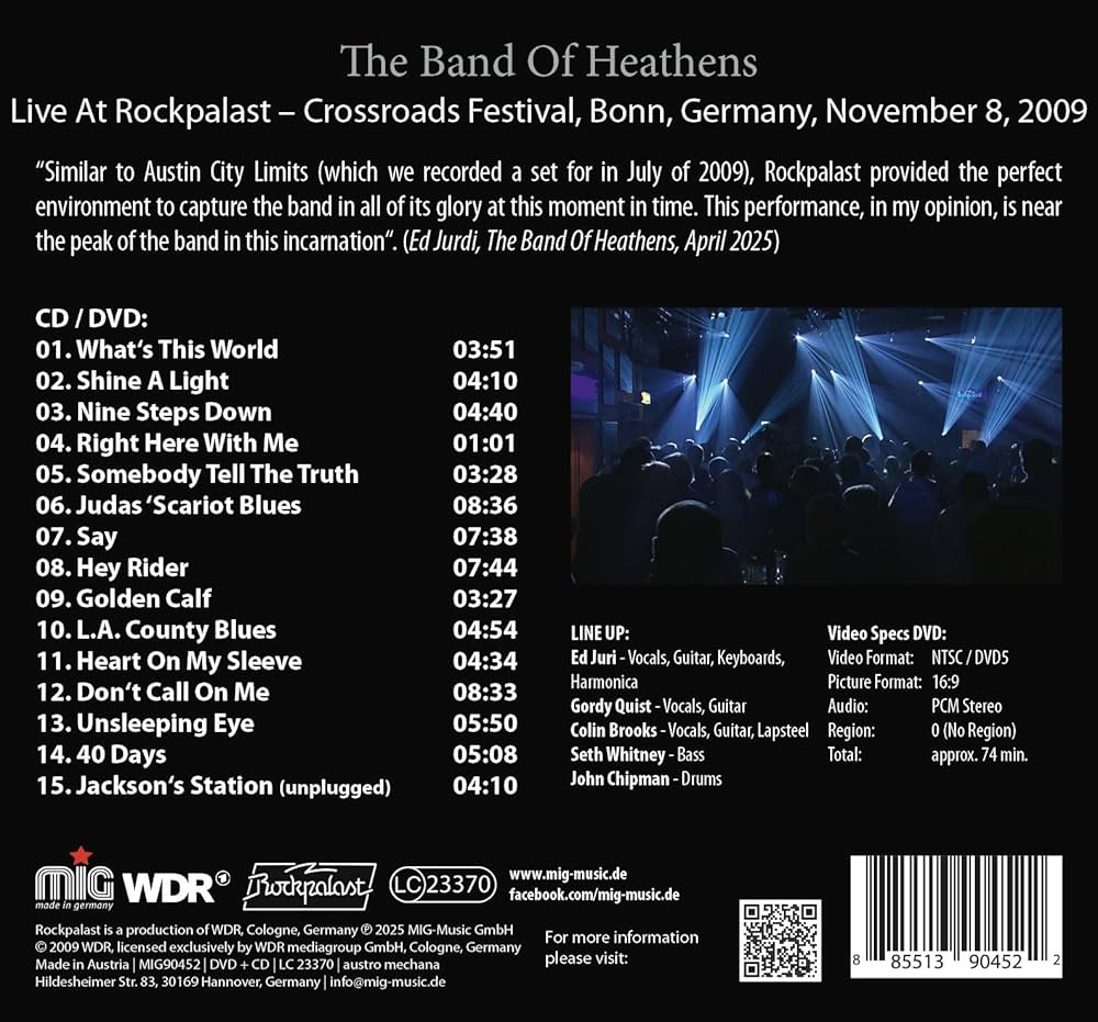 その他 Live at Rock Palast 2009 [DVD] The Band Of Heathens - Live At Rockpalast 2009 CD & DVD