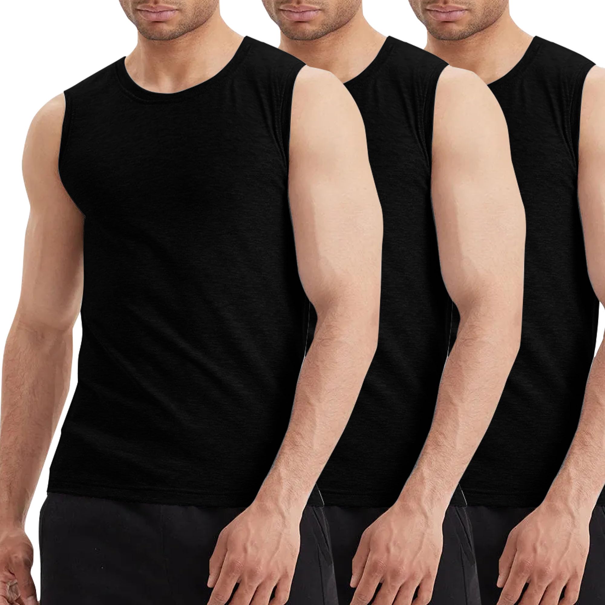 LiKing Pacco da 3/6 Canotta Uomo,100% Cotone,Tank Top Sportive Allenamento Canotte Elasticizzato Stringer Vest,Senza Maniche,con Scollo Rotondo,Casual Canotte estive Smanicato Uomo