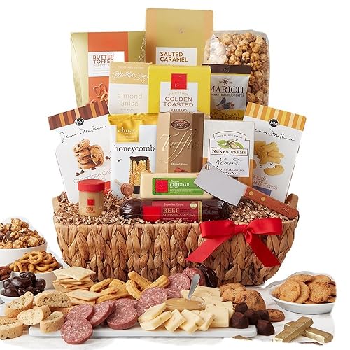 Amazng Salchicha, queso, chocolate, nueces Cesta de comida gourmet perfecta para la familia, vacaciones, cumpleaños, condolencias, felicitaciones,