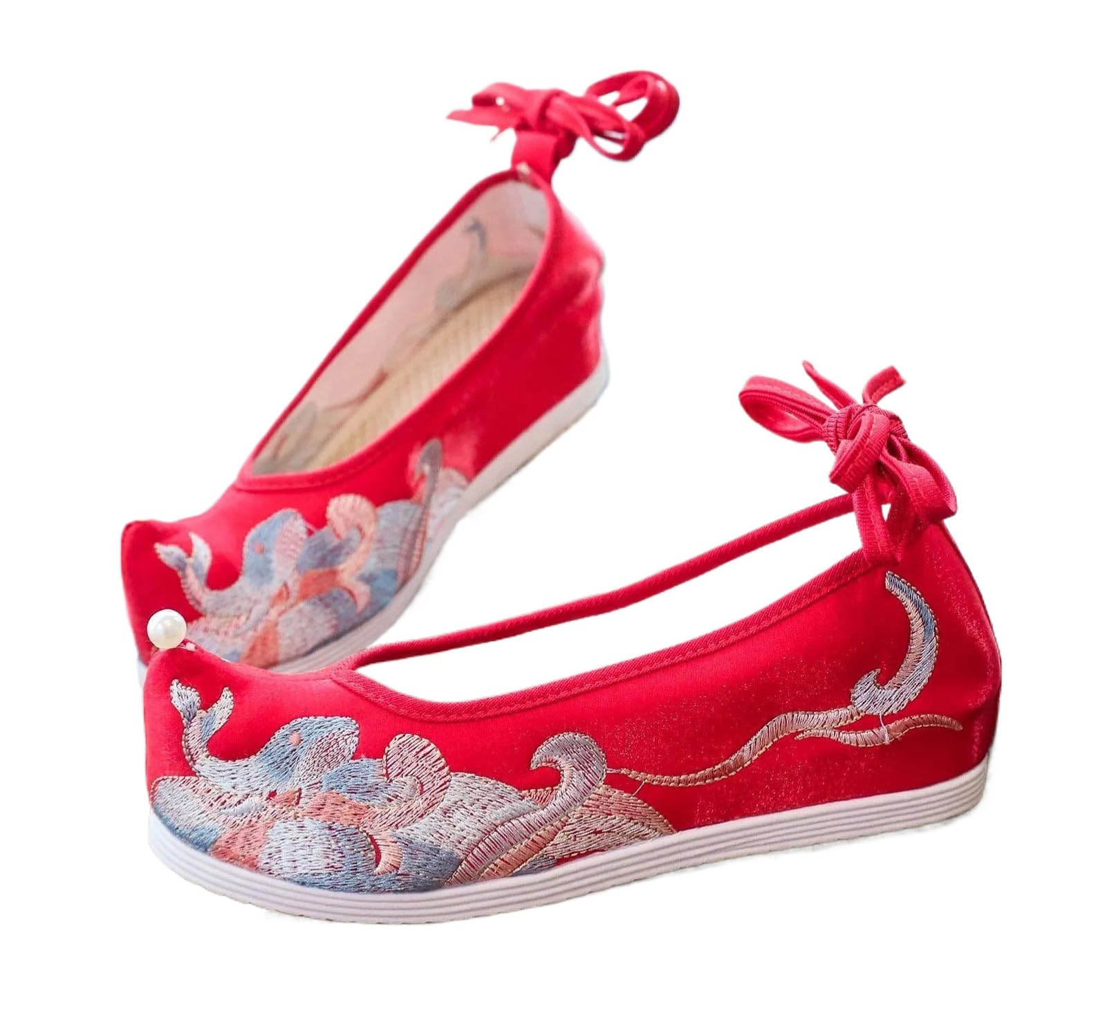 Chaussures compensées brodées de haute qualité style rétro