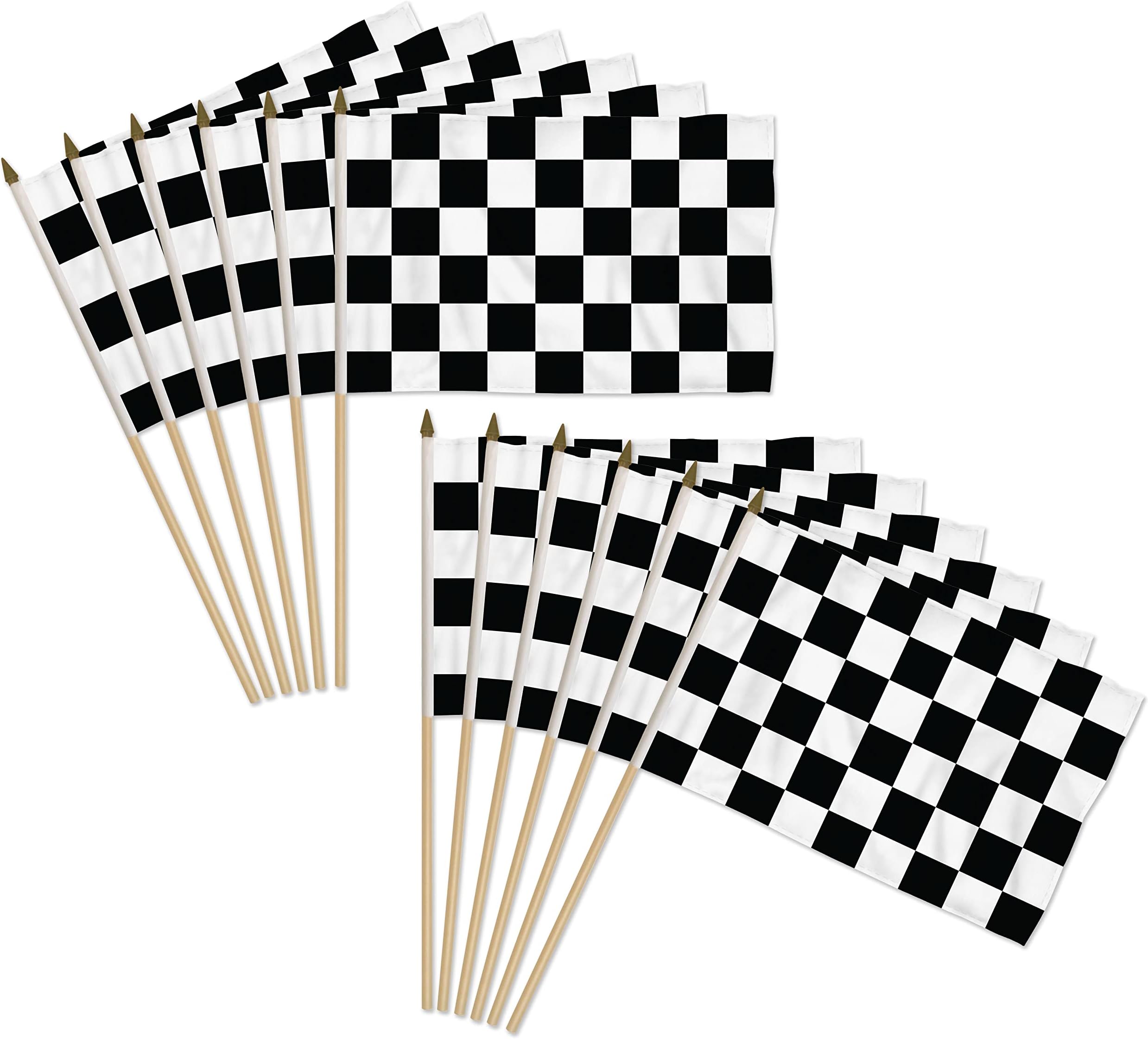 Amazon.com: Pink & White Checkered 12x18in Stick Flag - 1 dozen pack ...