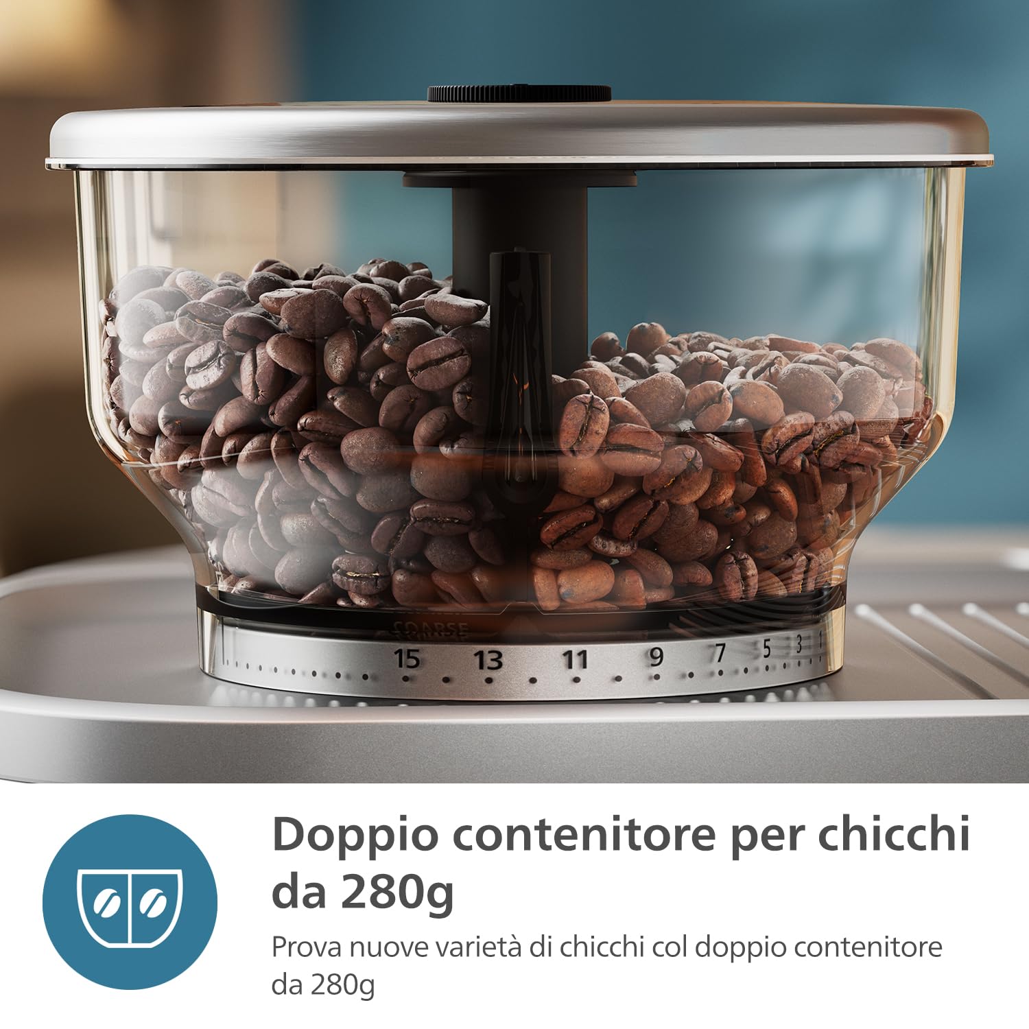 PHILIPS Barista Brew Macchina Espresso Semiautomatica, 280g, Acciaio Inox | Guida intuitiva, Doppio vano chicchi 280g , macchina caffè con portafiltro professionale, Pressino Calbirato (PSA3228/41)