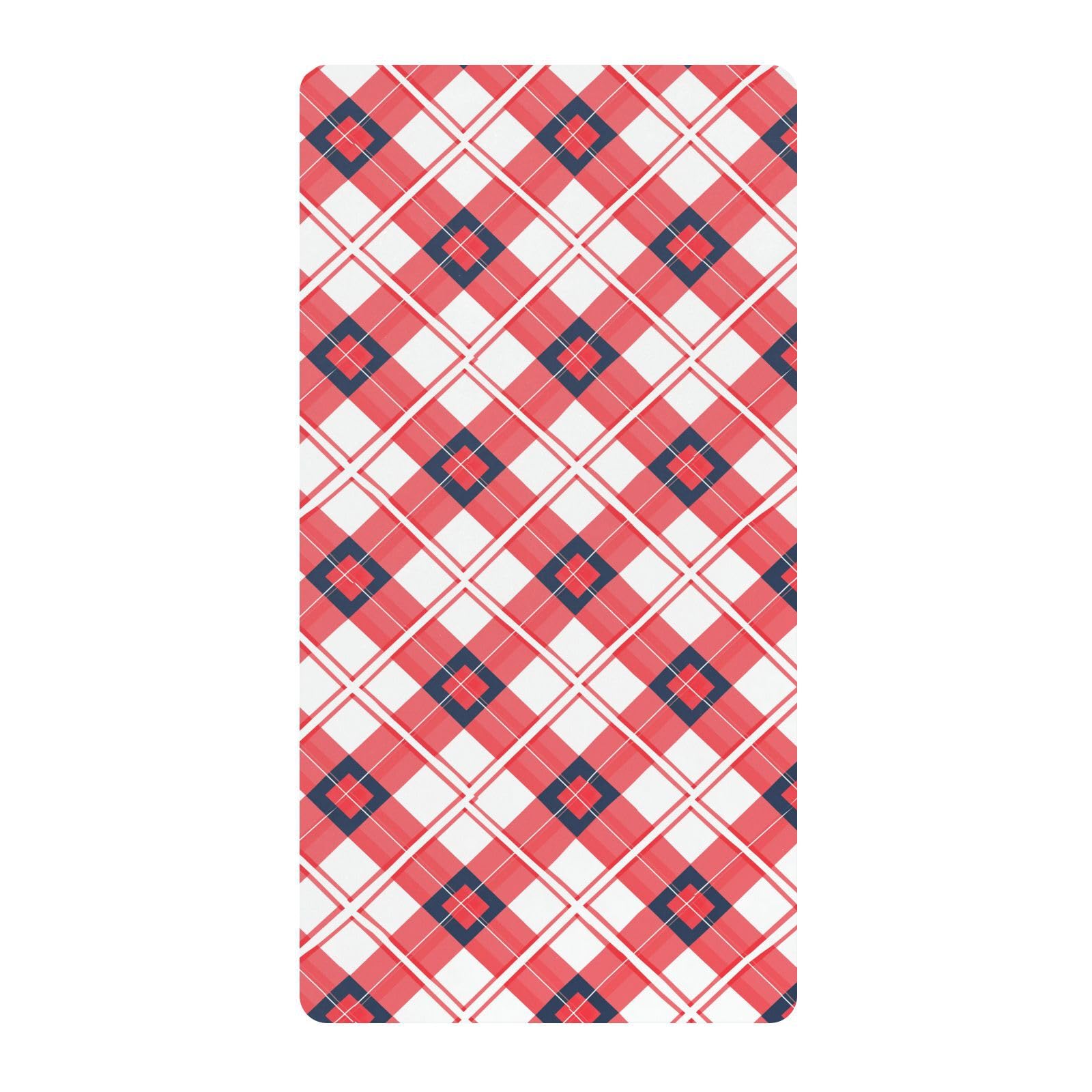 Drap de berceau en mousseline de coton vichy bleu et rouge pour bébé