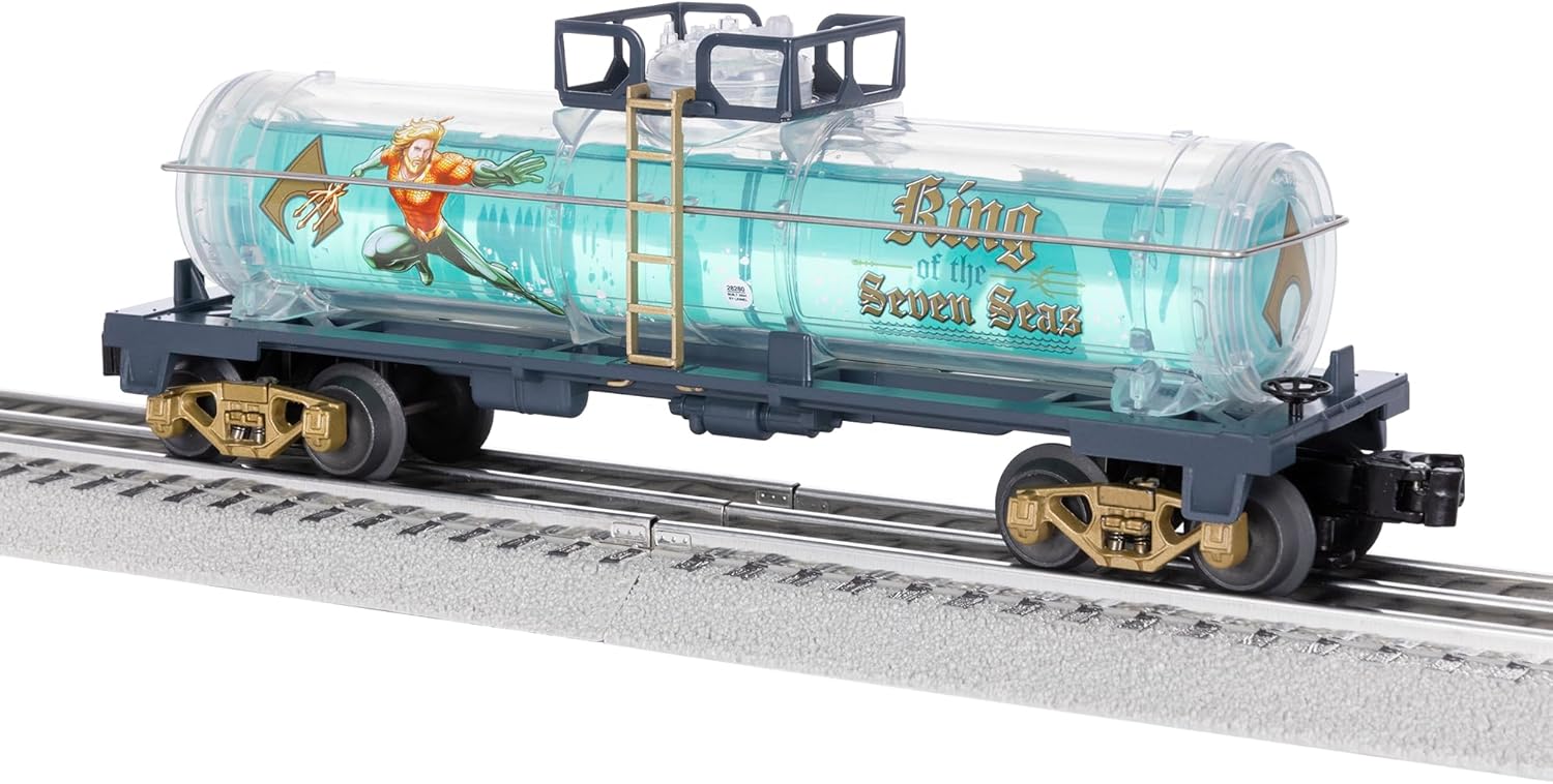 Lionel DC Comics Aquaman Tank Car, Seven Seas O Gauge Model Train Car, with Diecast Sprung Trucks, Operating Couplers, Age 14+