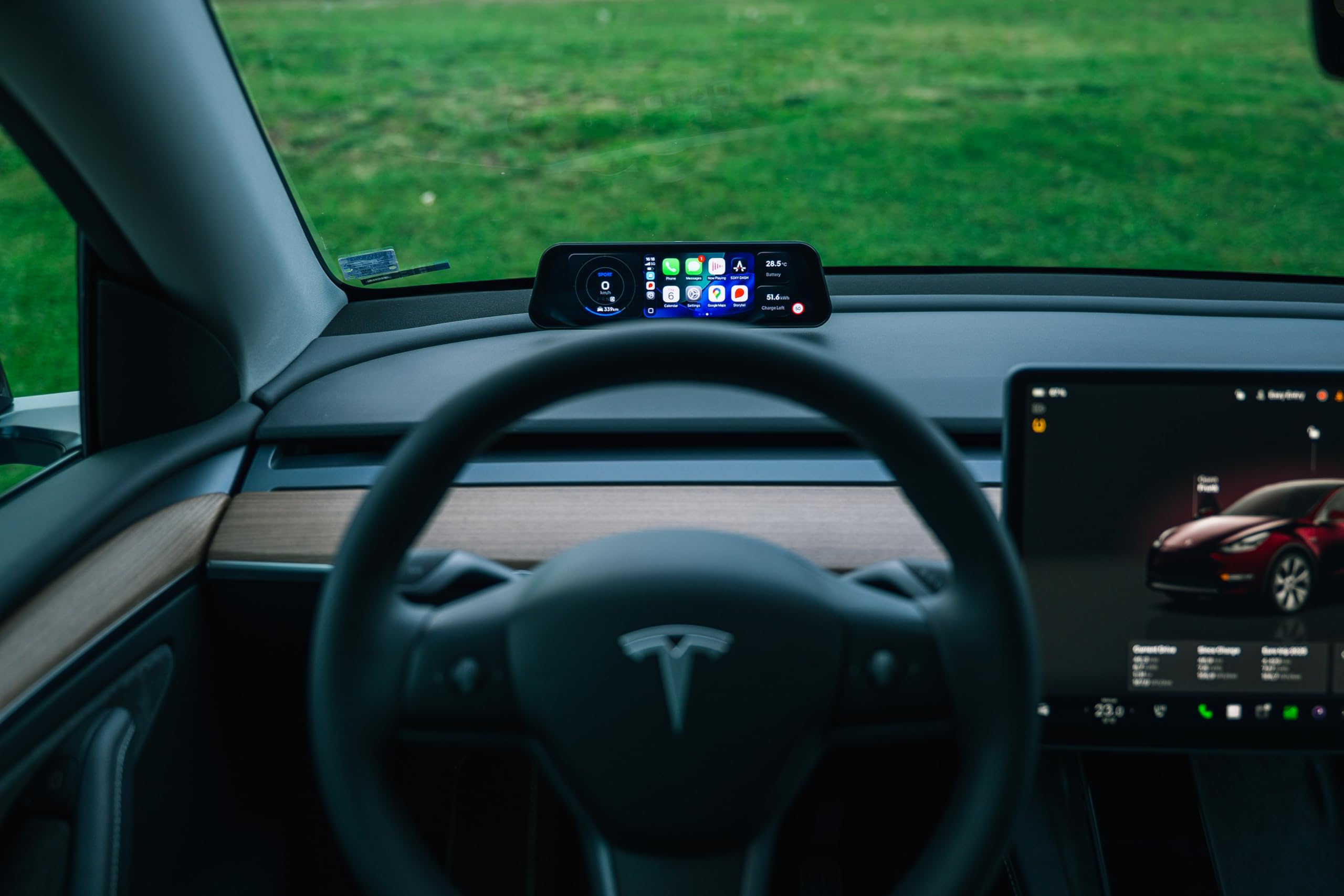 S3XY Dash für Tesla - 9,6" QLED Touchscreen, Anti-Reflex-Beschichtung (Head-up-Display, CarPlay, Android Auto) (inklusive Commander, Model 3/Y 2021-2024 + Highland)