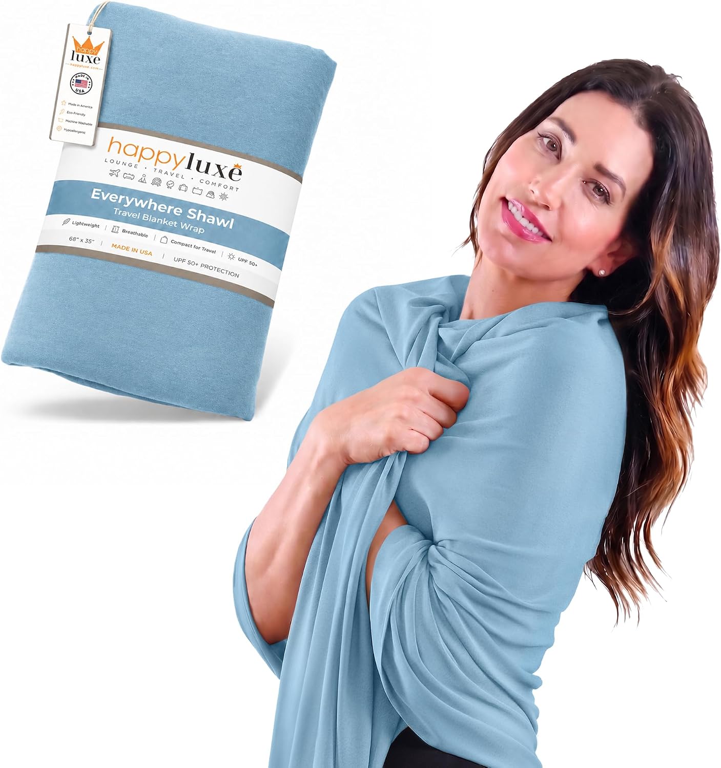 Happyluxe Pashmina Shawl Wraps for Women | USA Made Travel Scarf for Women