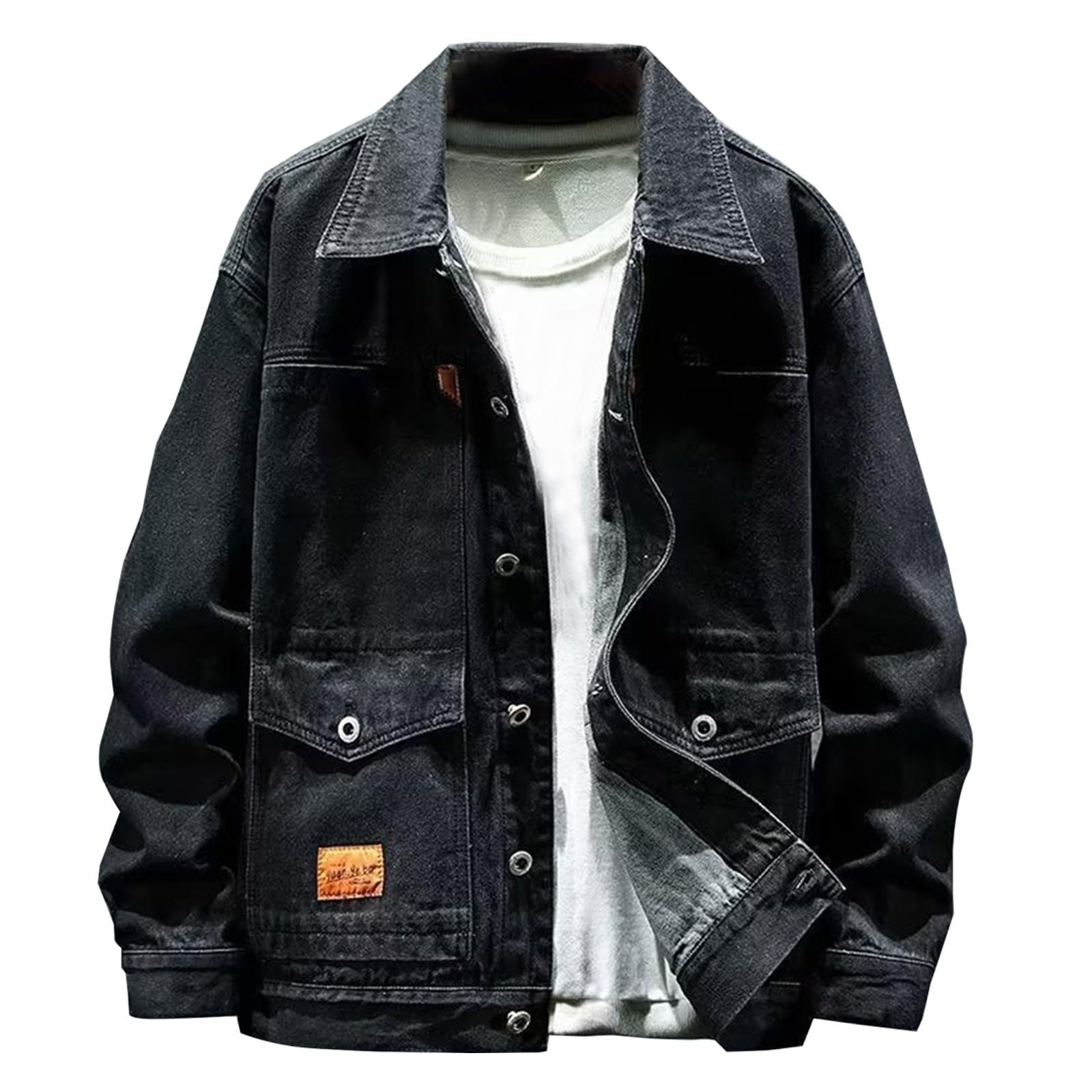 Chaqueta vaquera para hombre, estilo motero, estilo vaquero, informal, abrigo de camionero, chaqueta clásica, chaqueta vintage, blusa, entretiempo