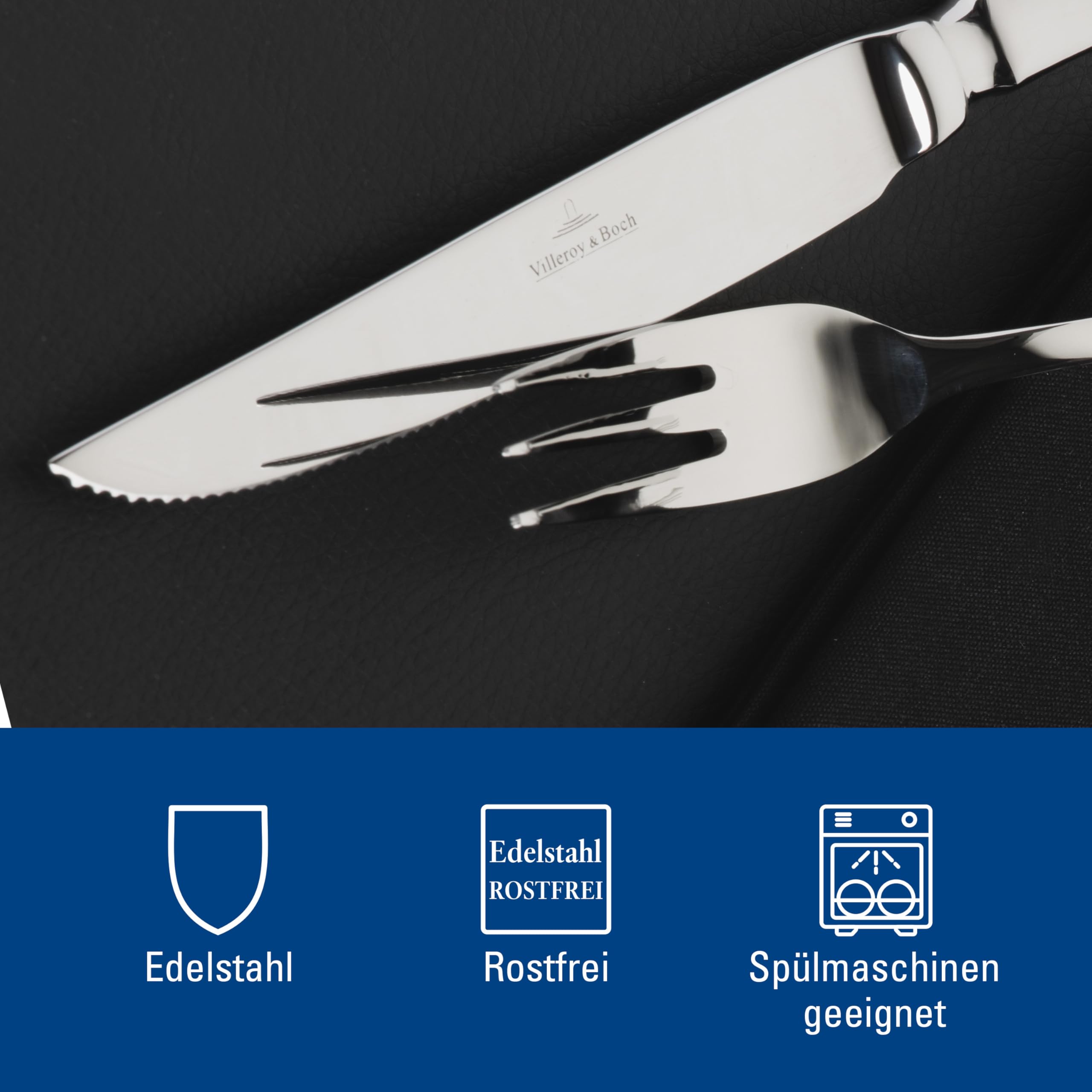 Villeroy & Boch - posate per bistecca Oscar, set posate da 12 in acciaio inox per 6 persone lavabile in lavastoviglie 28.5 x 20 x 5 cm