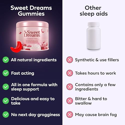Miniatura 5 de SweetDreams Dream Gummies - Ayuda natural para dormir para adultos, 5 mg de melatonina, magnesio y L-teanina, suplemento de gomitas veganas, gomitas