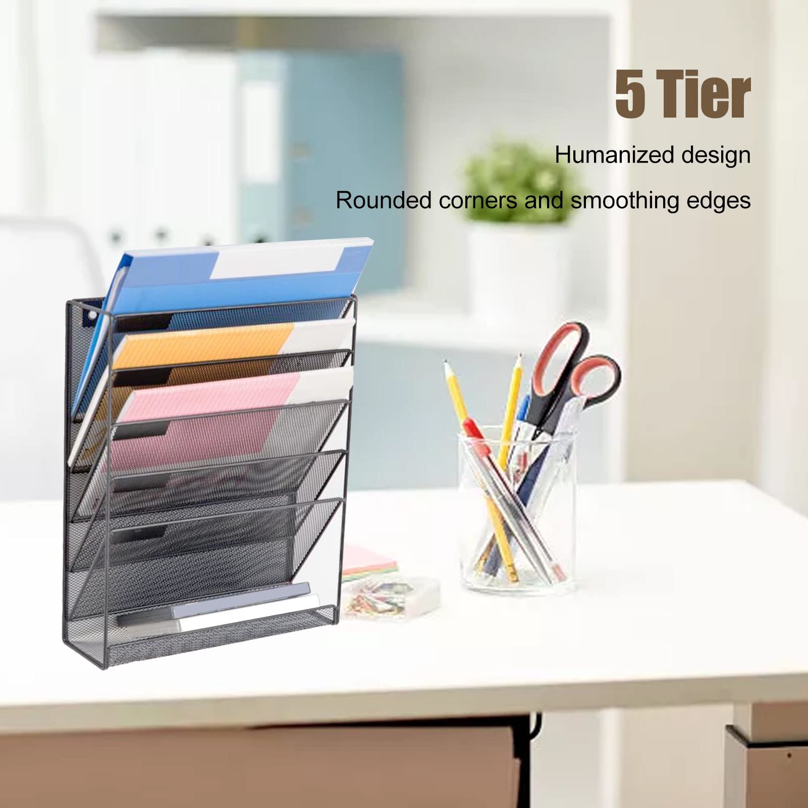 Alvinlite Organizzatore di File in Rete a 5 Livelli, Grigio, Organizer per File sospesi, Verticale, per Ufficio, casa