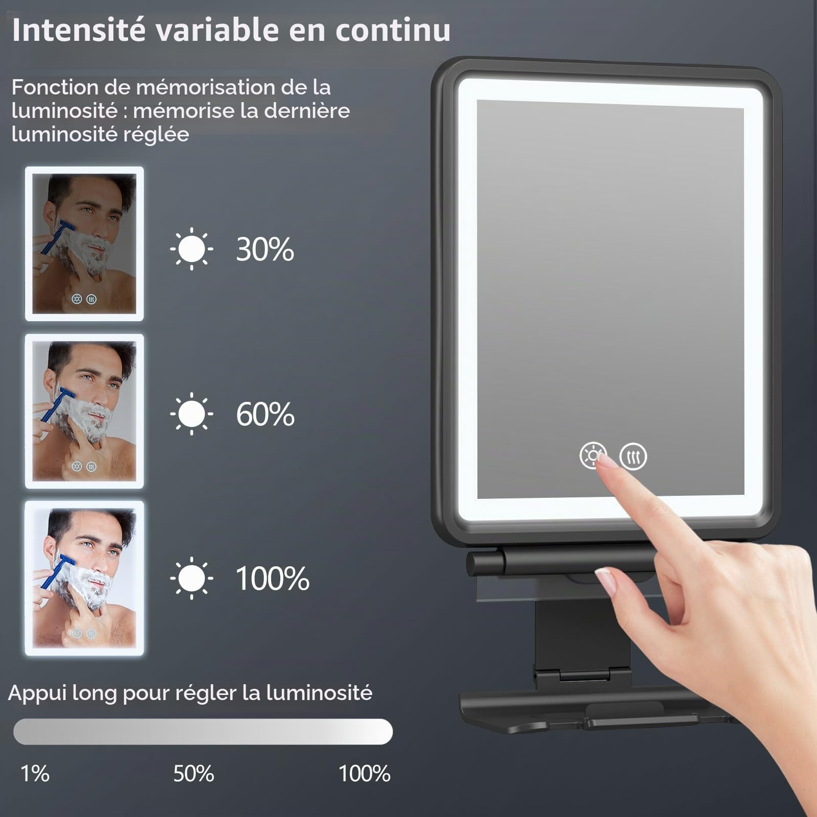 Miroir de douche sans brouillard pour le rasage, miroir anti-brouillard