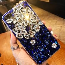 Case for BlackBerry Key2,3D Handmade Luxury Sparkle Stunning Stones Crystal Rhinestone Bling Diamond Glitter Case for BlackBerry Key 2/BlackBerry KEYtwoA White/Blue