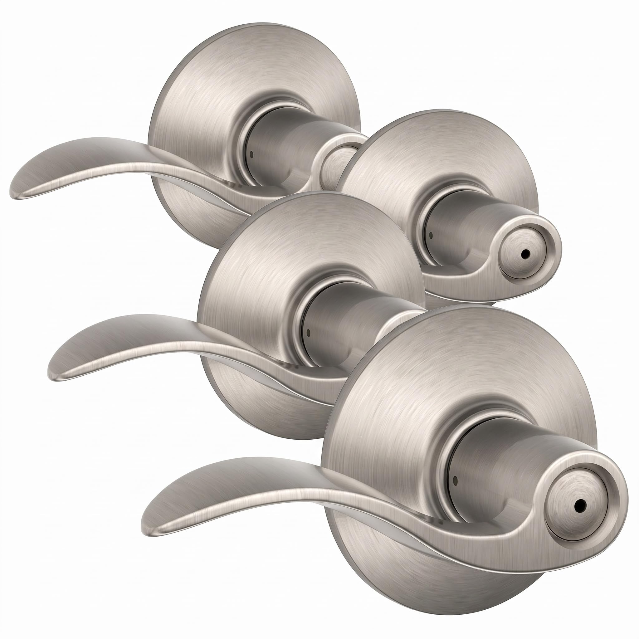 SCHLAGE F40 Acc 619 Accent Door Lever,Bed &amp; Bath Privacy Lock,Satin Nickel,(Pack of 4)