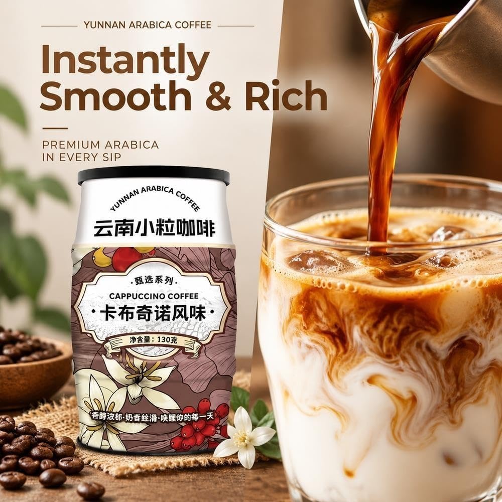 Mezcla de café instantáneo 3 en 1, 2 latas × 130 g