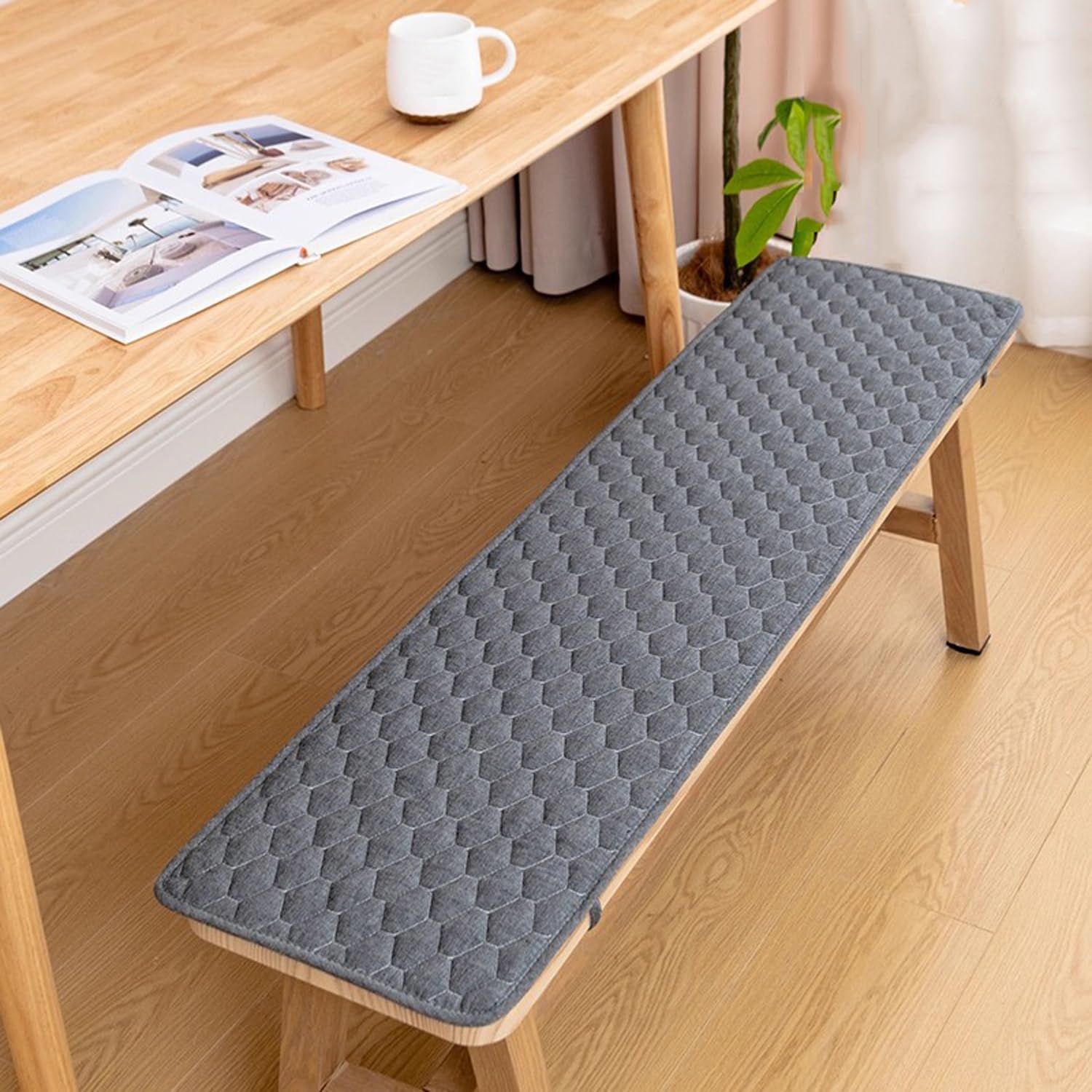 Mozzeilee Soft Bench Cushion Seat Cover, Washable 2/3 Seater Decorative Chair Pad with Non-Slip Design, Home Long Sofa Footstool Protector Mat (35x120cm,Gray)