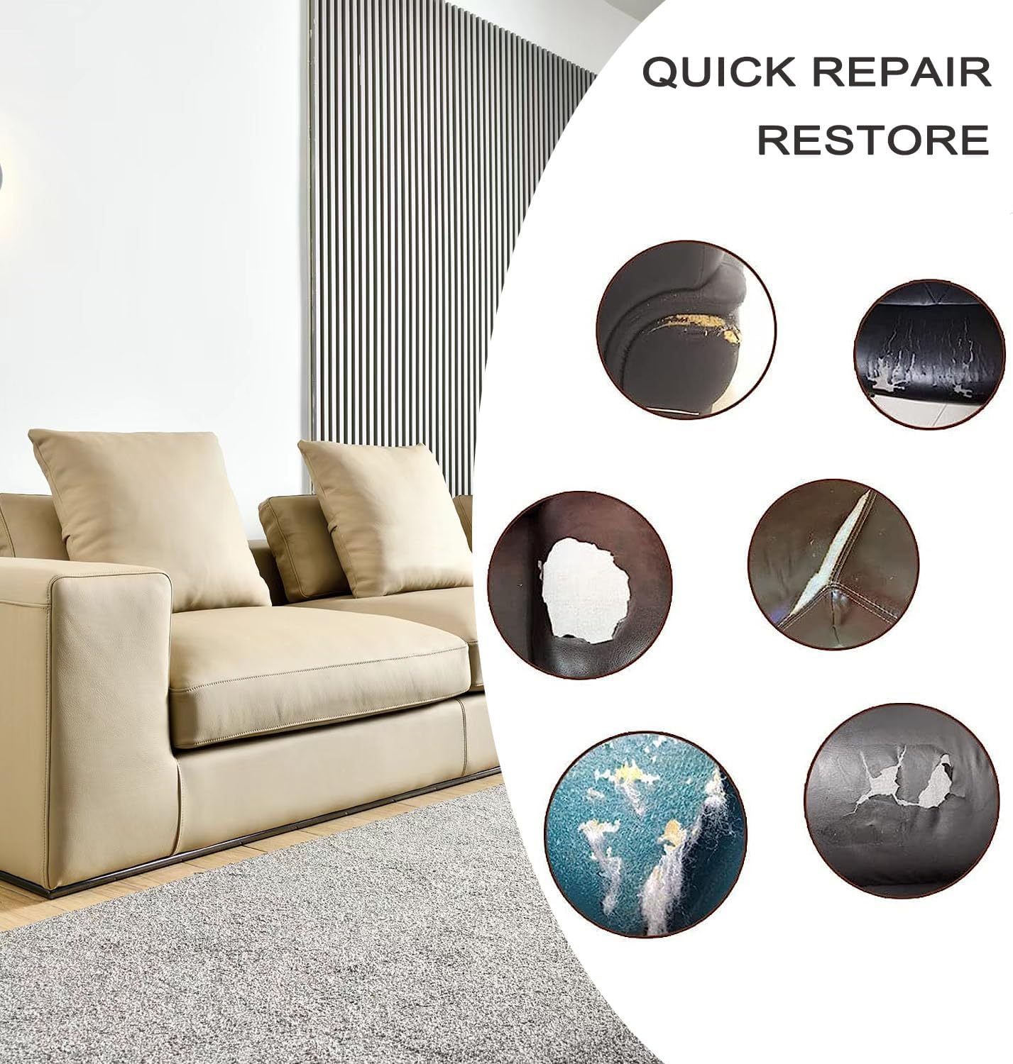 Kit For Couches Patch Tape 4x60 Inches - Self-Adhesive Black Vinyl