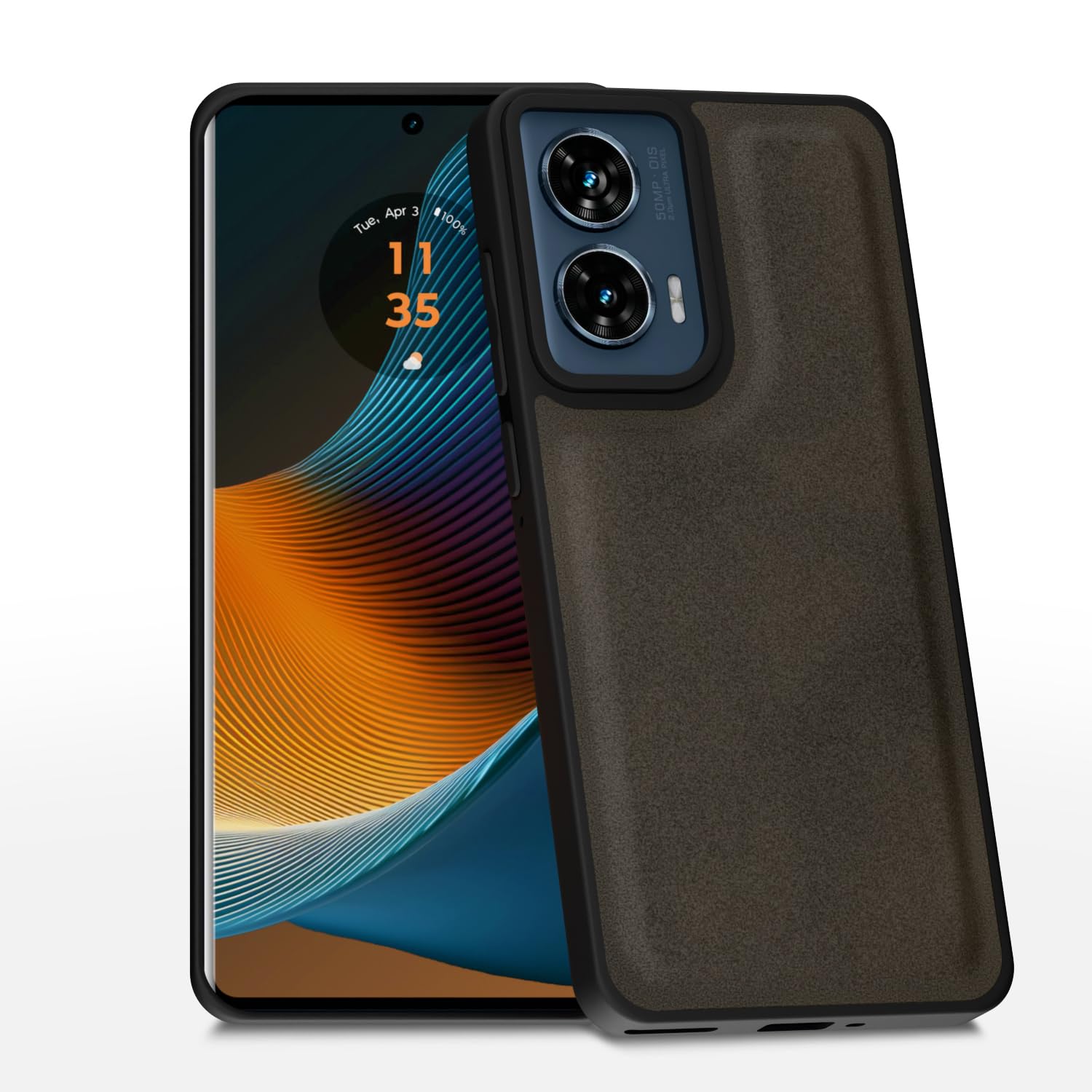 Amazon Basics Back Cover for Motorola Moto Edge 50 Fusion 5G / Motorola Moto G96 5G | Premium PU Leather | Soft Touch Finish | Full Camera Protection | Raised Edge Bumper Case (Brown)