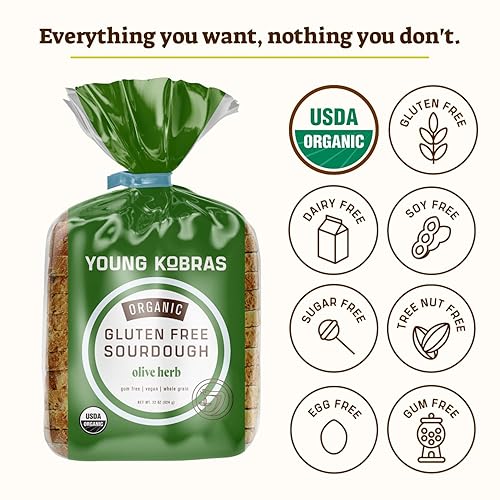 Young Kobras Pan de masa madre de higo orgánico sin gluten (paquete de 2) Apto para alérgenos, vegano, sin gomas, ingredientes simples y hecho