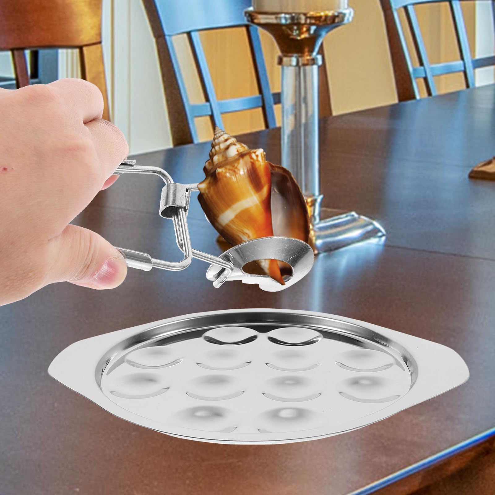 SHINEOFI Plato para Mariscos de Acero Inoxidable 12 Compartimentos Bandeja para Caracoles y Aperitivos Resistente y Apto para Horno Adecuado para Uso Doméstico y Restaurantes