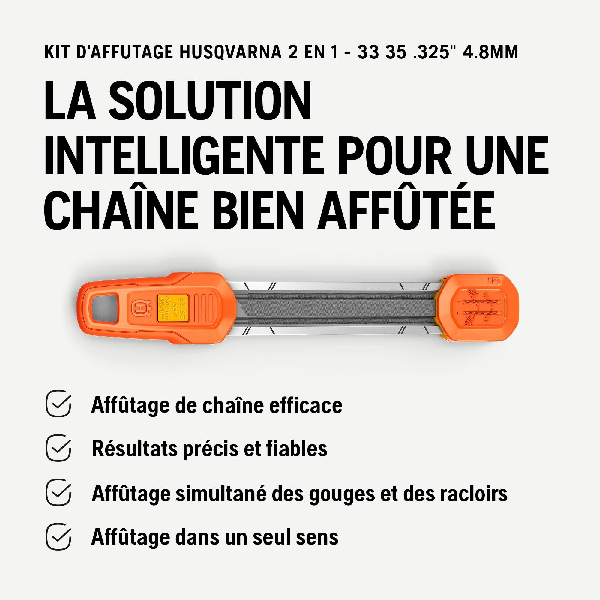 Husqvarna Kit de Lime 2-en-1 Équipement d'Origine, Affûtage Précis