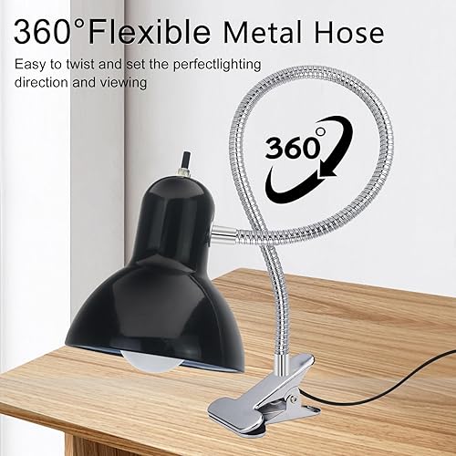 Miniatura 7 de Lámpara de escritorio, luz con clip de protección ocular, lámpara de abrazadera LED, clip de cuello de cisne ajustable, para estudio de dormitorio y
