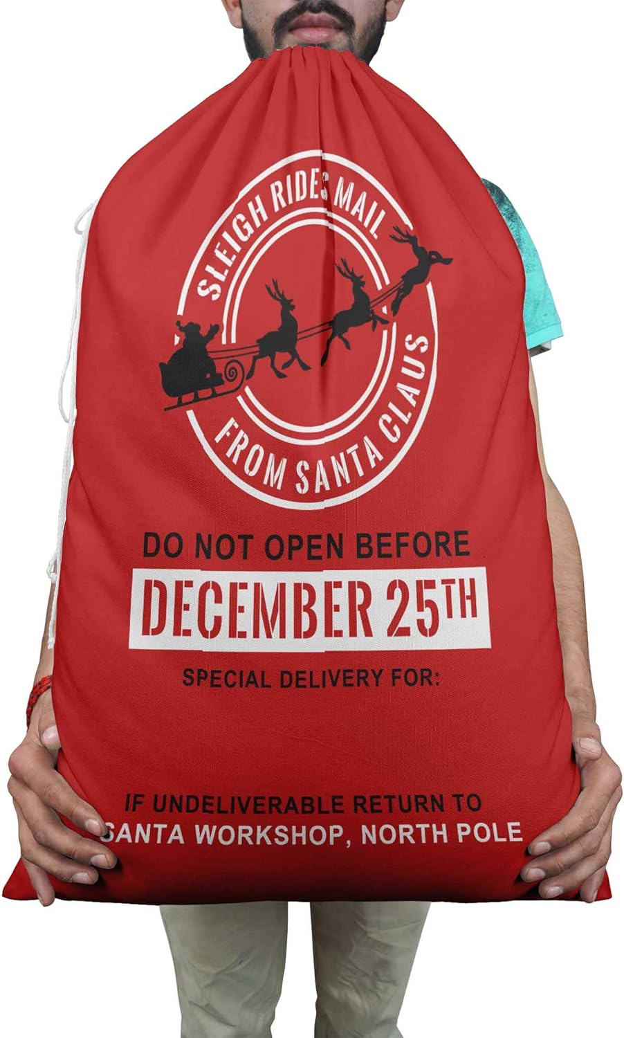 Printtoo Pack of 2 Drawstring Special Delivery Extra Large Size Christmas Sack Re-Usable Xmas Present Storage 27x20 Inch
