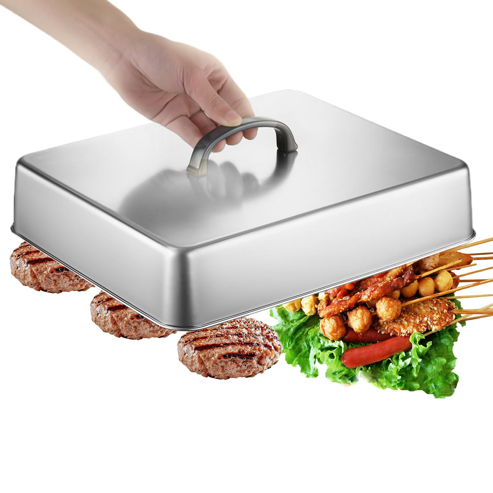 Campana per Formaggio, Coperchio in Acciaio Resistente al Calore con Manico Antiscivolo, Accessorio per Piastre Piatte | per Barbecue, Hamburger, Carne, Cucina da Campeggio