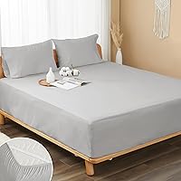 Vista 10 de Sábana bajera ajustable de 100 % algodón percal, con bolsillo profundo de 8 a 15 pulgadas, sábana bajera transpirable, suave y nítida solo con 4