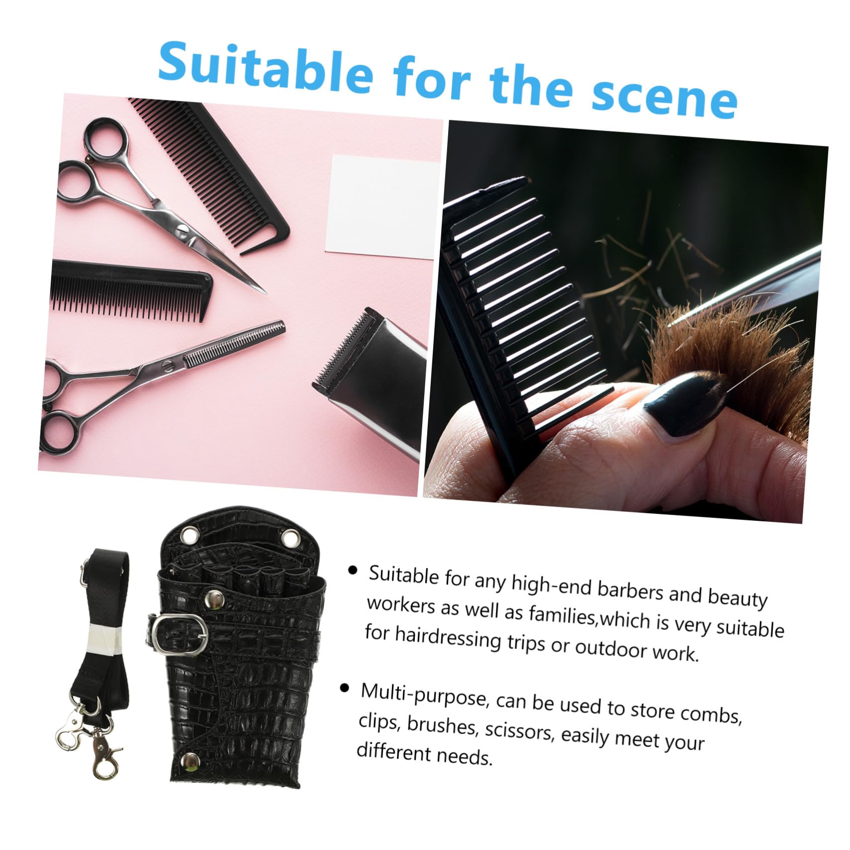 Friseurscheren Etui Schwarz aus Pu mit Mehreren Fächern