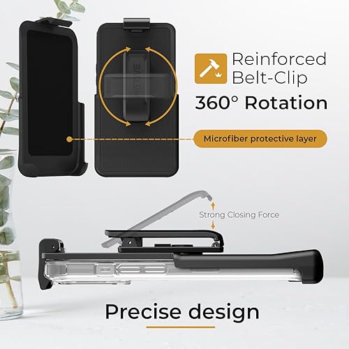 Miniatura 4 de MOTIVE Funda magnética transparente para iPhone 15 con clip para cinturón, (diseñada para Magsafe), protección militar contra caídas, funda delgada