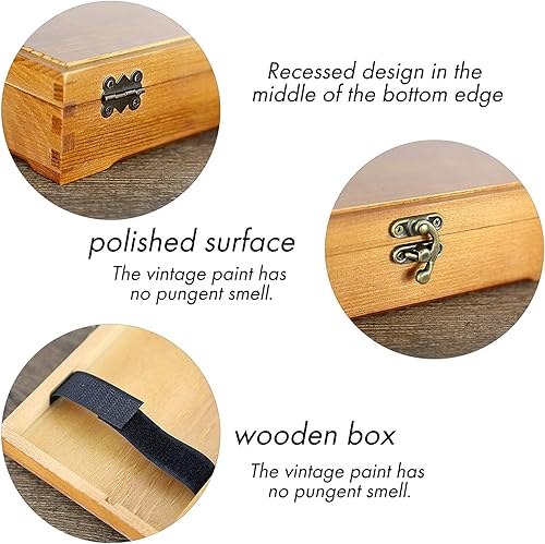 Miniatura 2 de Caja de lápices de madera para bocetos, caja de almacenamiento de madera de fuente de arte vintage, estuche de almacenamiento de artículos de