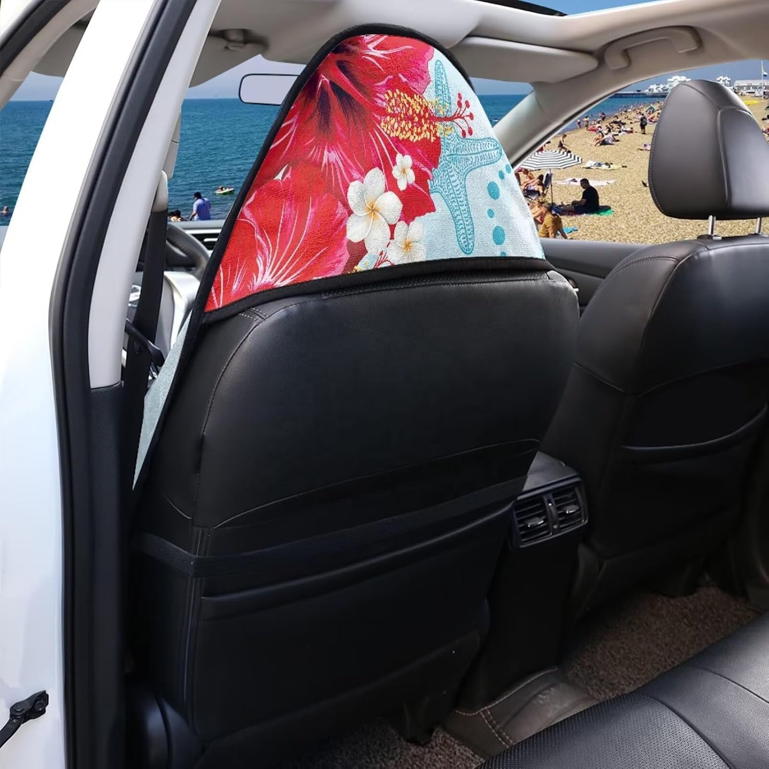 Hibiscus Flower Car Seat Towel Cover After Gym Swimming Surfing Running Hiking, Hawaii Sea Turtle Car Accessories, Breathable Waterproof Sweat Towel for Auto Seat image 4