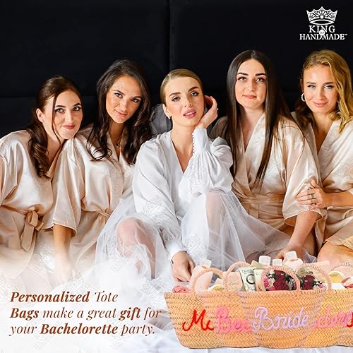 Vista 13 de Personalized Basket - Boho Handmade Woven Straw Bag - Wicker French Basket, Tote, Monogrammed Bags for Birthday, Wedding