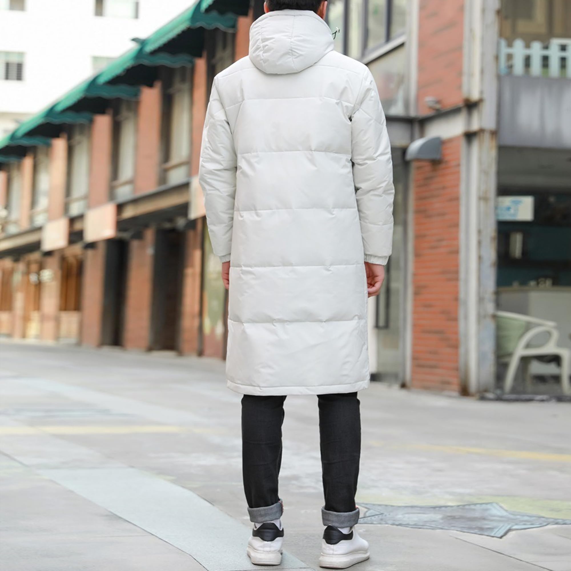 Piumino da uomo lungo con cappuccio più spesso piumino piumino casual caldo piumino parka invernale piumino soprabito