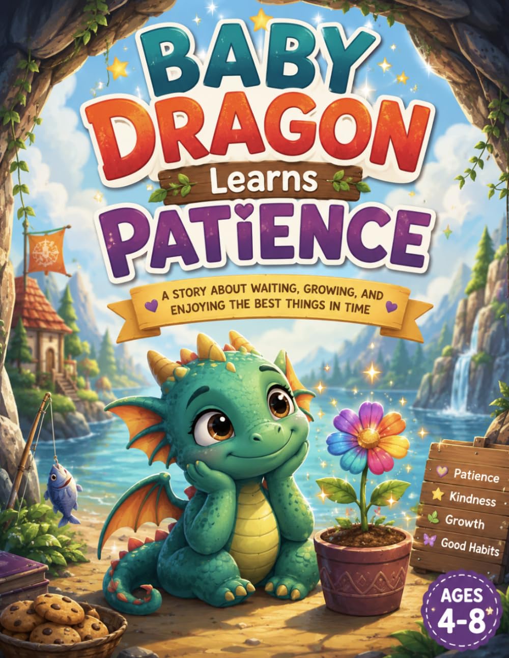 Baby dragon learns patience: a story about waiting, growing, and enjoying the best things in time. Patience, kindness, growth, good habits.