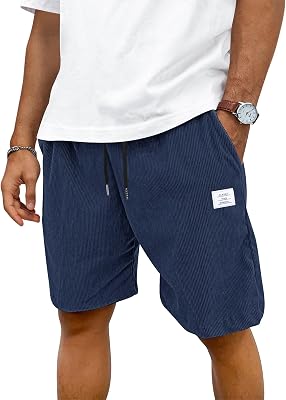 TARAINYA Velours Côtelé Short Homme Coton Stretch Cordon de Serrage été Casual Chino Corduroy Shorts Court Homme avec Poches