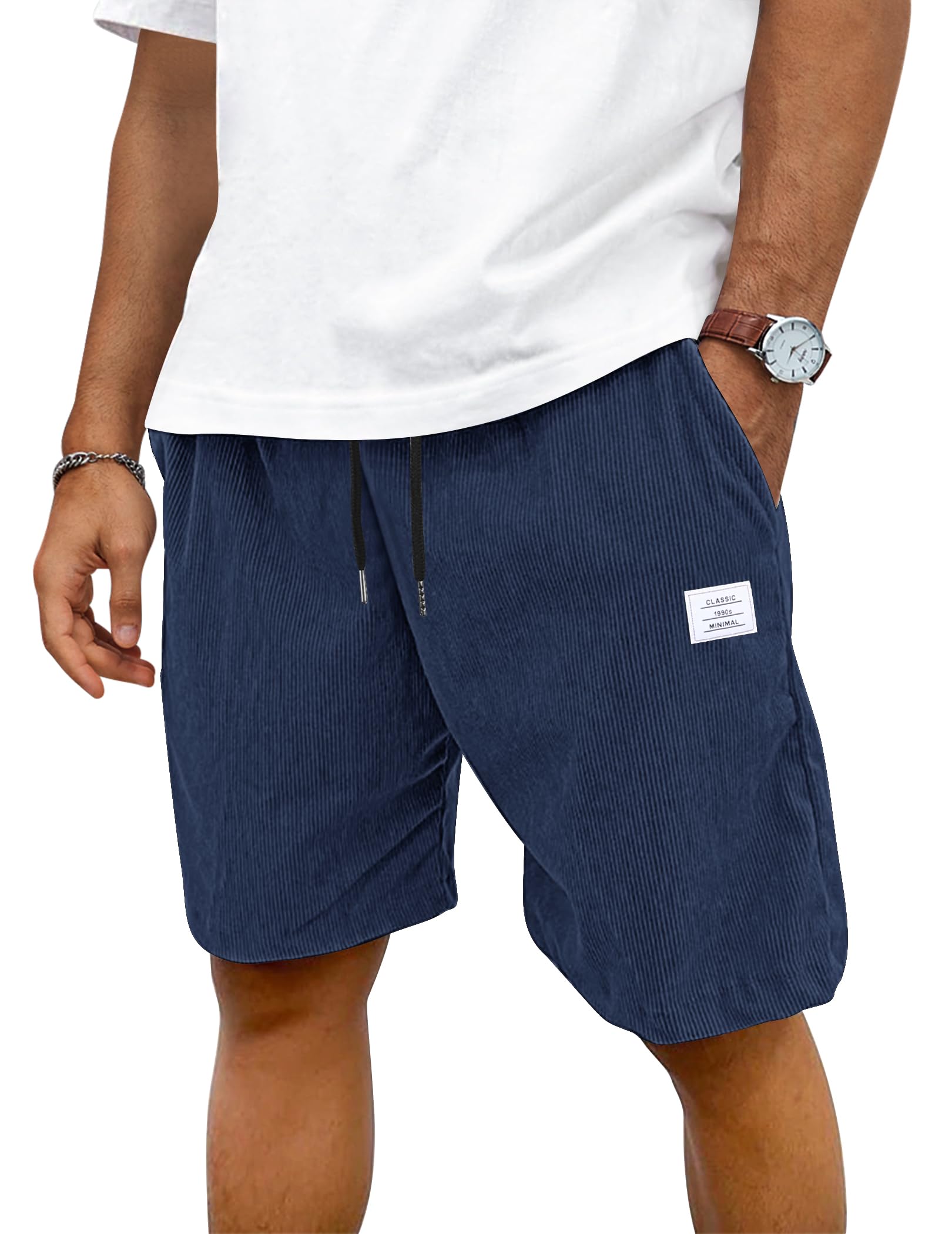 TARAINYA Velluto a Coste Pantaloncini Uomo Cotone Coulisse Estivi Causal Pantaloni Corti Uomo con Tasche
