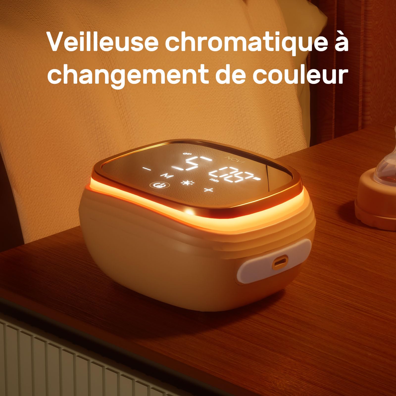 NCVI Tire Lait Électrique Double 8102, Batterie 4400mAh avec Veilleuse, Tire-lait Portable pour l'Allaitement, 4 Modes & 9 Niveaux, 10 Sacs à Lait, 6 Coussinets d'Allaitement, Bride de 21/24/28/32mm