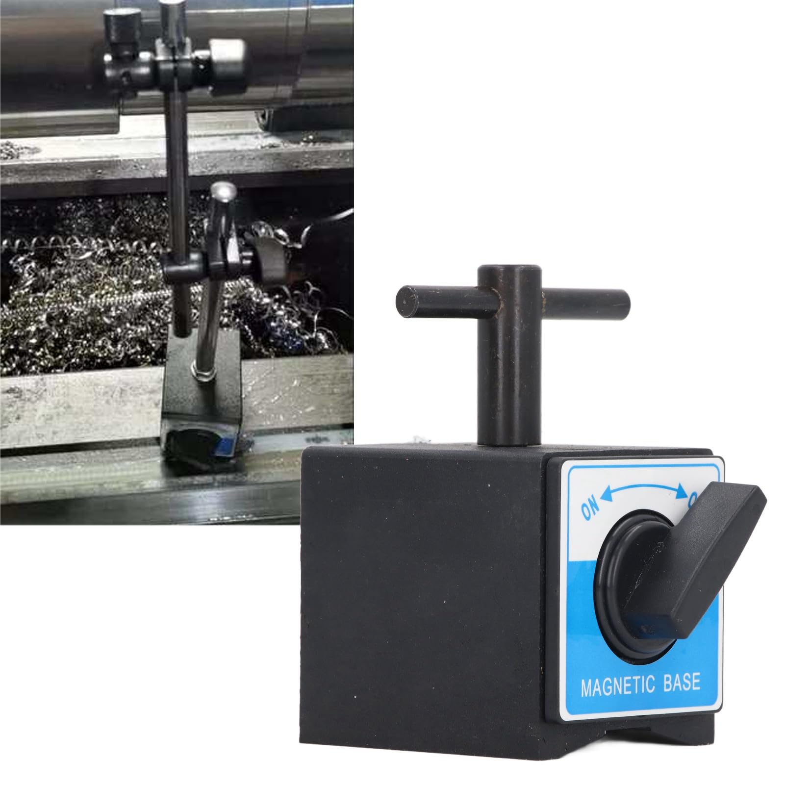 Soporte para indicador de cuadrante magnético con interruptor, fuerza de succión de 60 kg, rosca M8