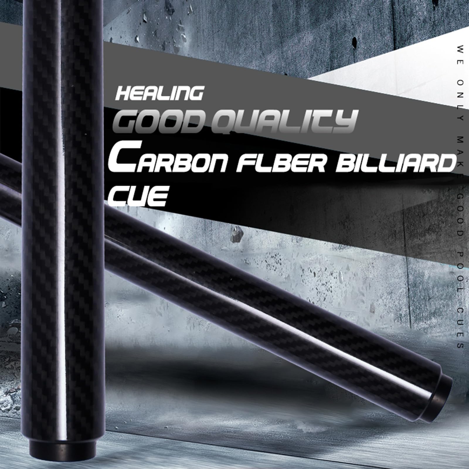 OKHEALING Queue de Billard Professionnelle en Fibre de Carbone 145cm, Tête 10.5mm, Légère et Durable Queue de Tournoi Haut de Gamme (Noire)