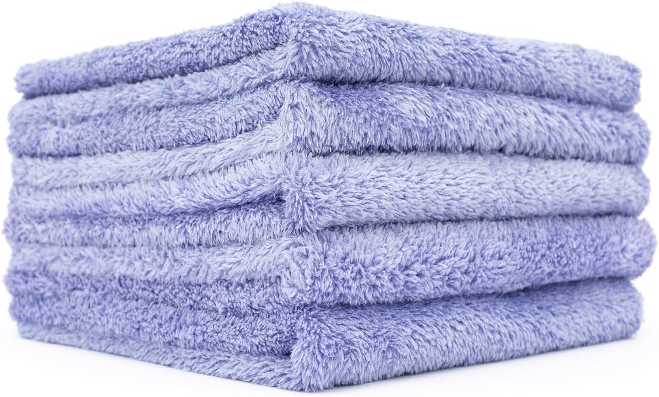 Eagle Edgeless 350 (5-Pack) Professional Korean 70/30 Blend Super Plush Microfiber Detailing Towels, 350GSM, 16in x 16in, Lavender